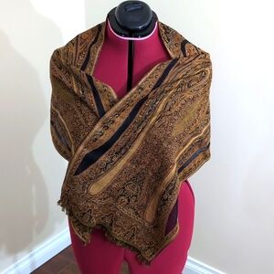 Brown and Black Pashmina With Elaborate Pattern